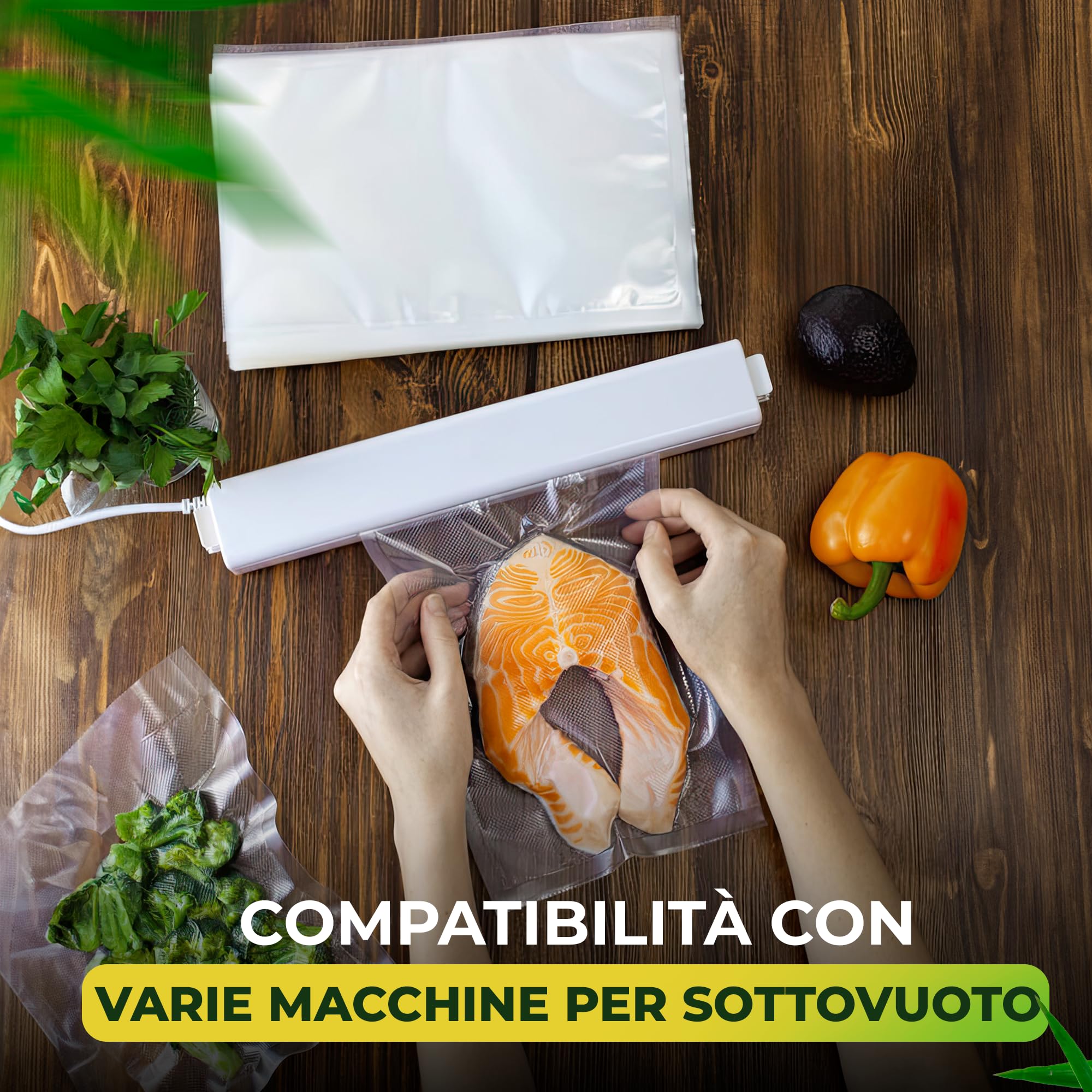 BOLSEMACK Sacchetti Sottovuoto Alimenti 100 Buste 30x30cm - Buste Sottovuoto Alimenti per Macchine Sottovuoto - Sacchetti per Sottovuoto per la Conservazione Degli Alimenti - Senza BPA
