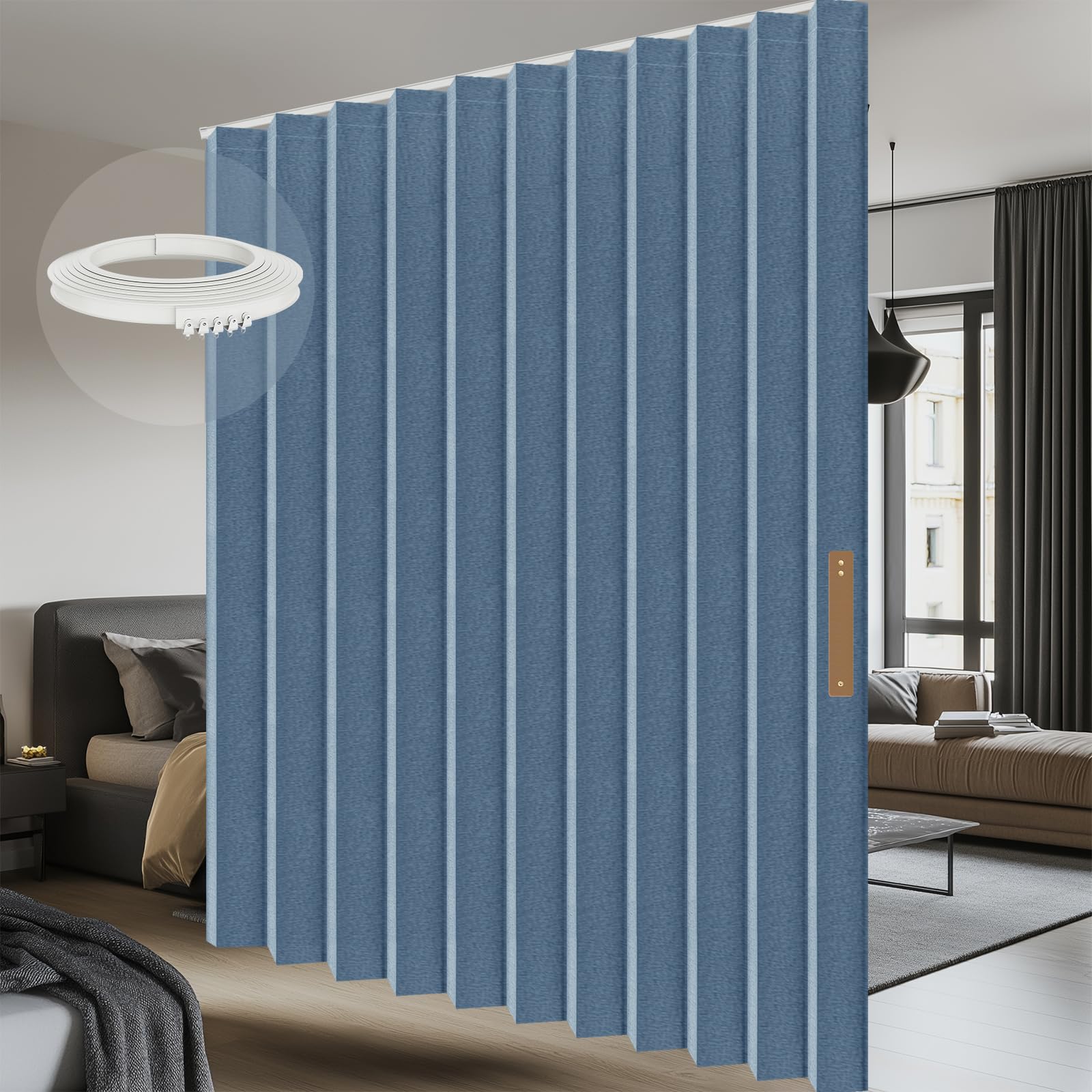 AJAZZ Raumteiler Vorhang, Flexibler Sichtschutz, Deckenmontage auf Schienen, Ideal für Schlafenzimmer & Wohnzimmer