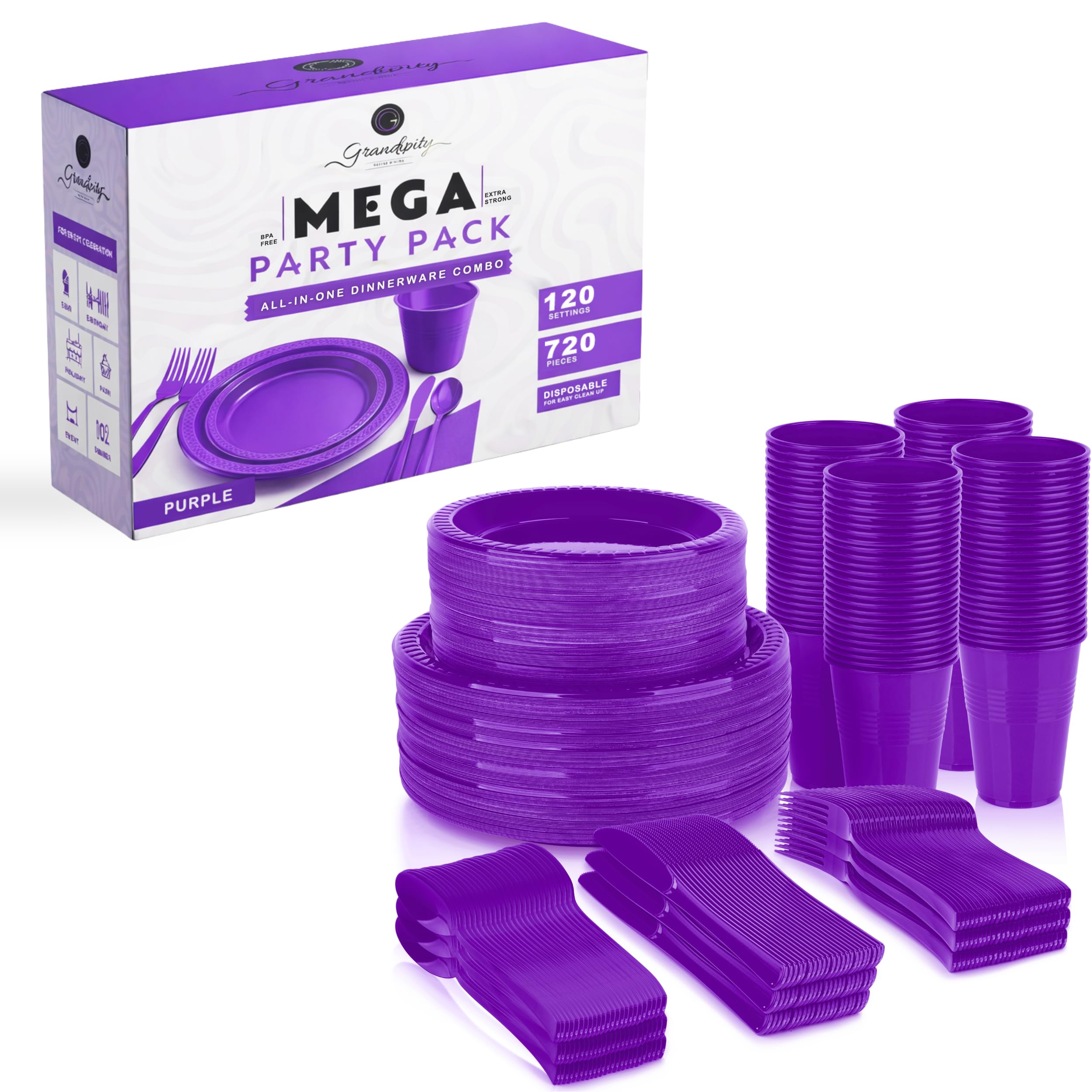 Grandipity Disposable Dinnerware Sets - 720 Piece -14