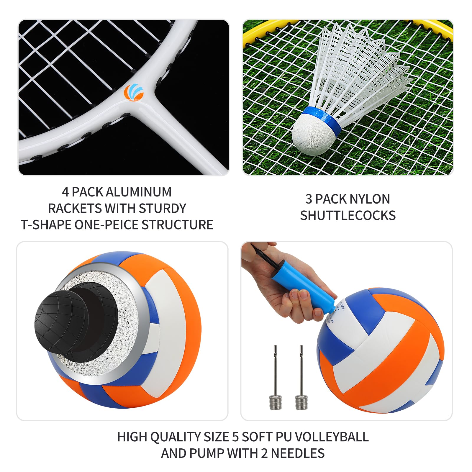 Robustes Volleyball- und Badminton-Kombi-Set