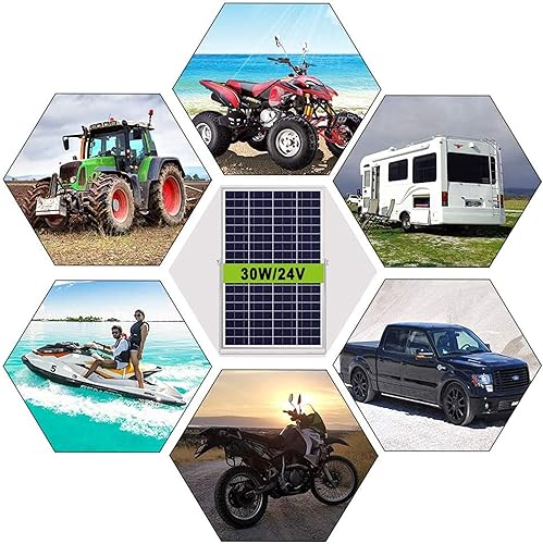 Miniatura 7 de SOLPERK Kit de panel solar de 30 W 24 V, cargador de batería solar + soporte de montaje ajustable para automóviles, motocicletas, barcos, vehículos