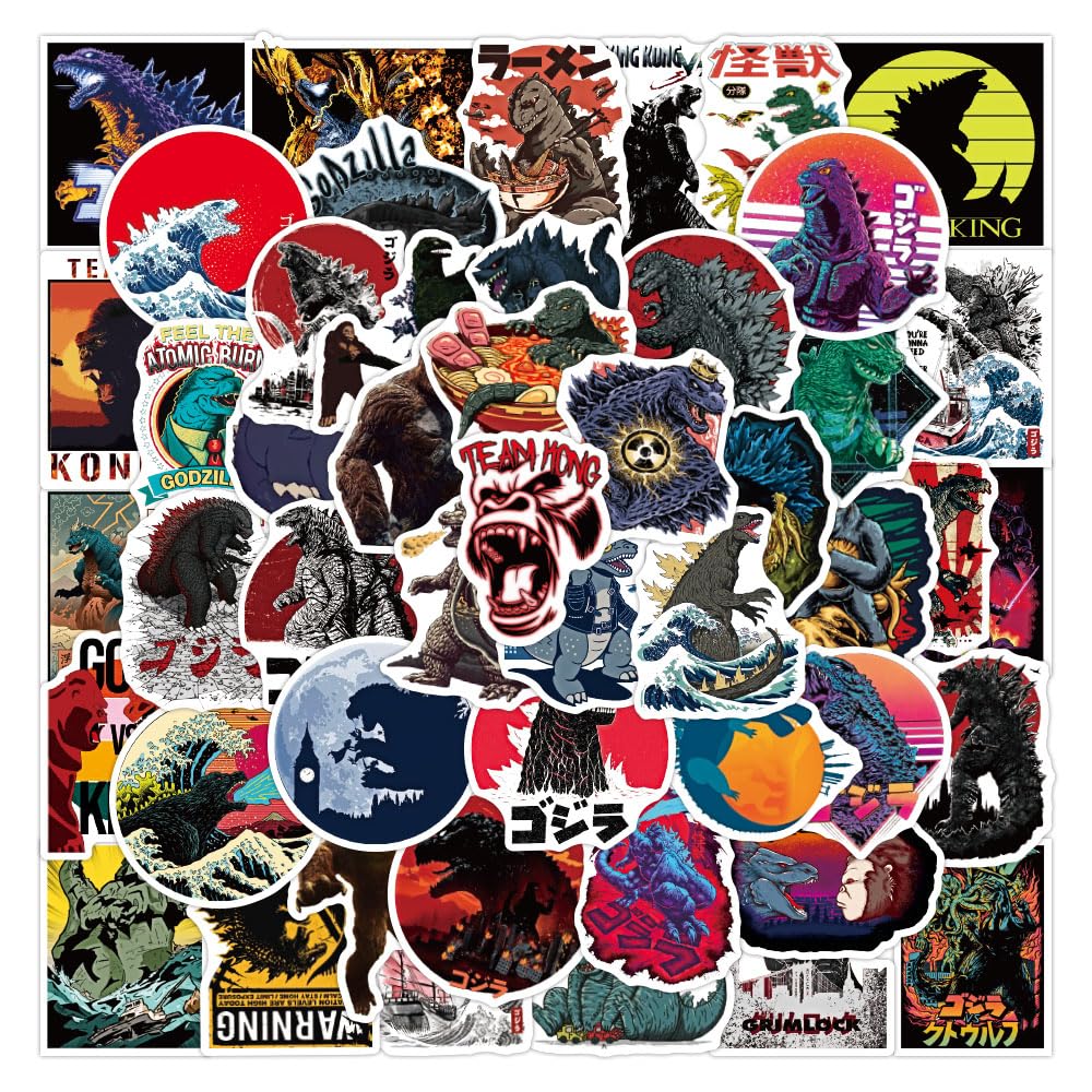 Serhuque Multicolour Graffiti Stickers Of Godzilla For Laptop Hydroflask Luggage Skateboard Bicycle Motorbike Car Bumper Water Bottle Phone Computer Fridge Room Door Wall Vinyl Decals Of King Kong