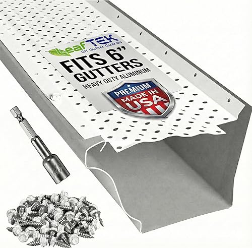 Vista 11 de LeafTek - Protectores de canalón para hojas, 5 x 100 pies, color negro, sistema de cubierta de canalón de aluminio de alta resistencia con cresta