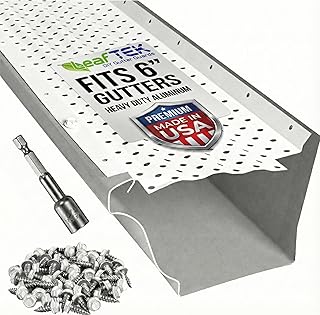 LeafTEK Heavy-Duty Aluminum Gutter Guard System 32 FT – Contractor-Trusted Leaf & Debris Protection – DIY Install Kit with Screws & Driver – Made in USA – Fits 6” Residential Rain Gutters (White)