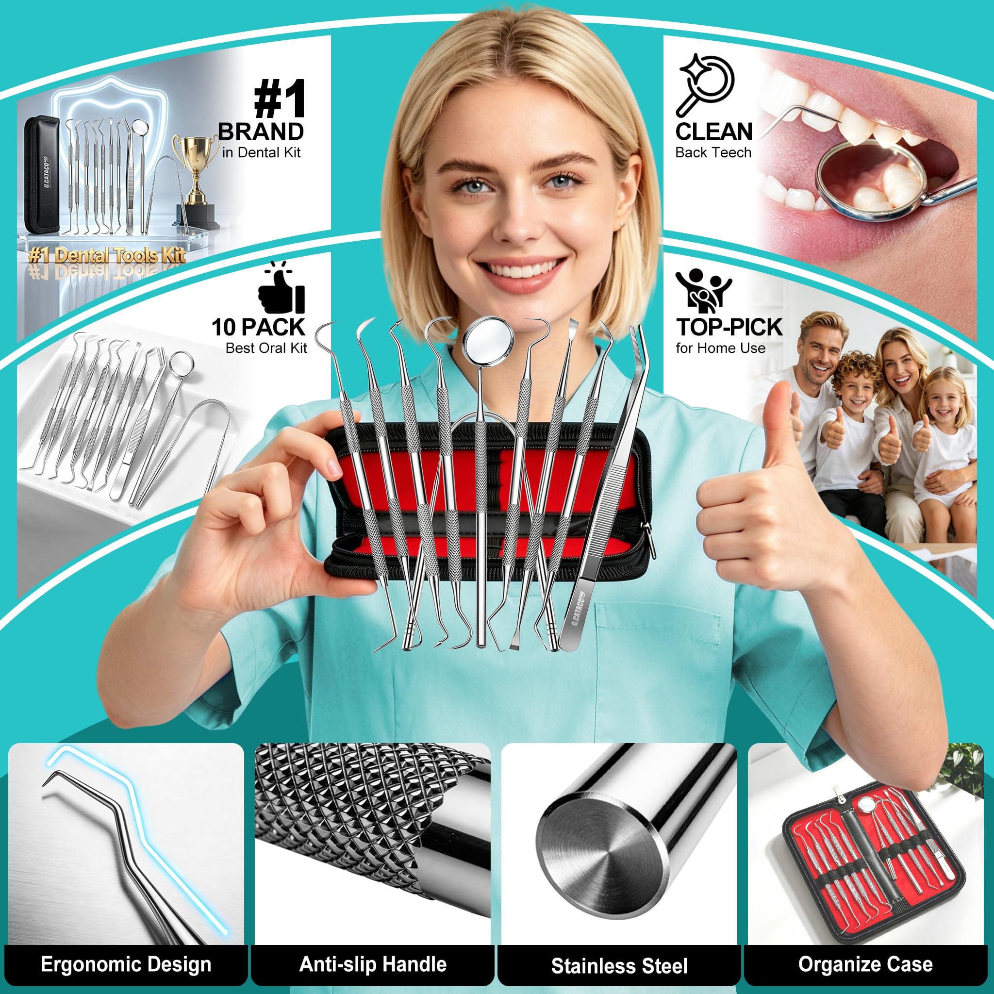 G.CATACC Dental Cleaning Kit - 10 Tools -3 G.CATACC Dental Cleaning Kit - 10 Tools -3