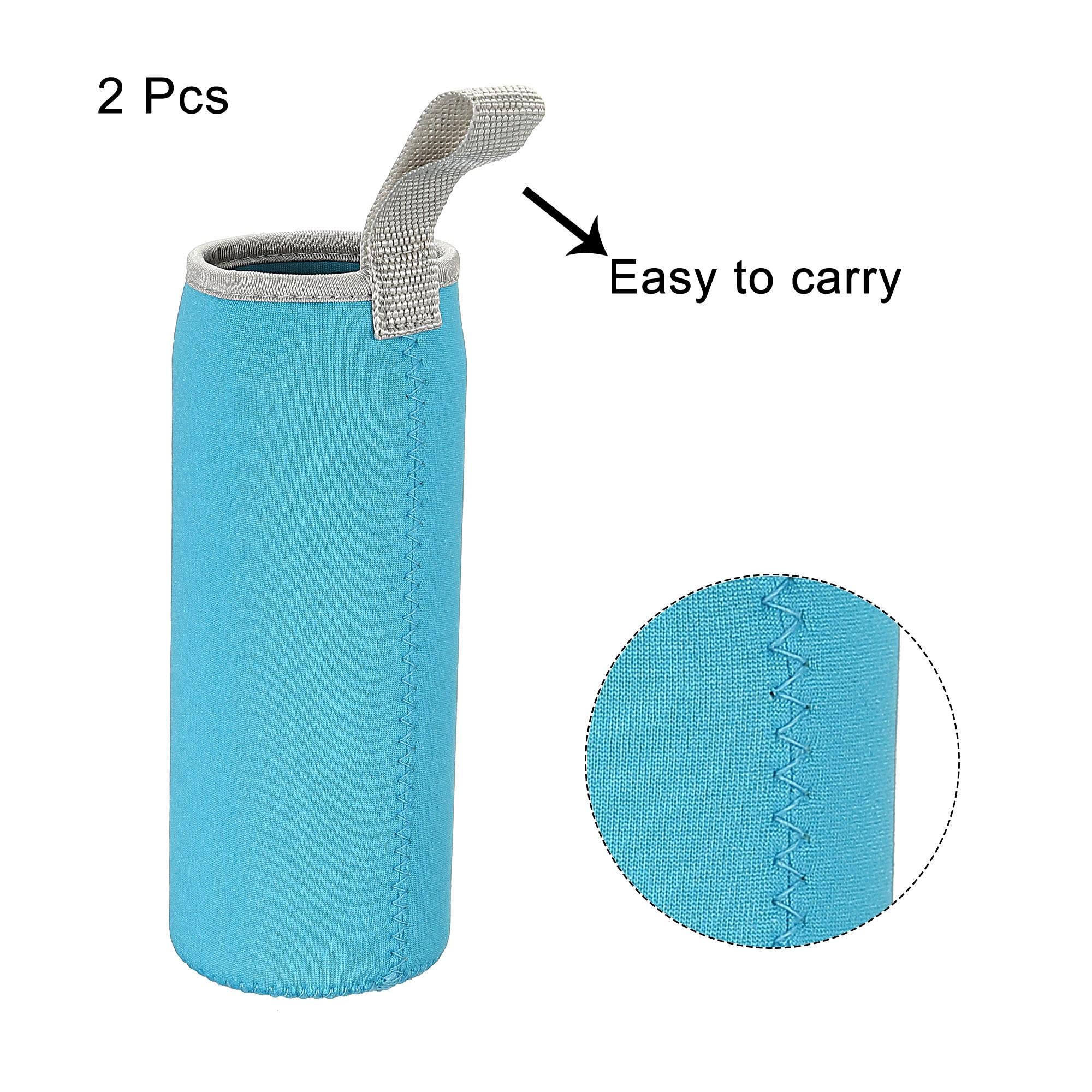 sourcing map Manicotto per bottiglia d'acqua 500 ml, in neoprene, isolato, antiscivolo, per bottiglie di vetro protettive, con cinturino per bevande fredde o calde, giallo, confezione da 2