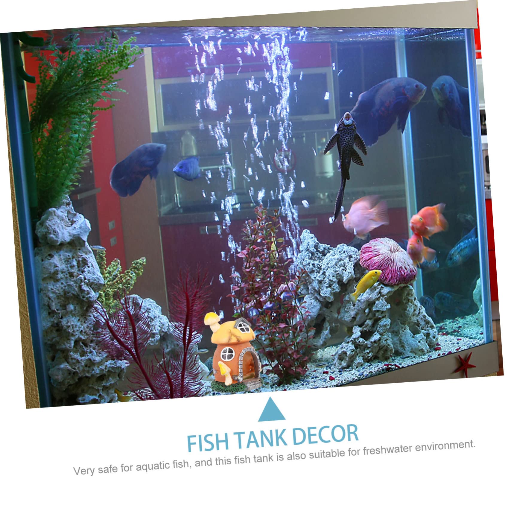 POPETPOP 3 Piezas Decoración De Tanque De Peces De Setas Aireador Filtro De Acuario Piel De Camarones Esponja Decoraciones De Peceras Pegatinas Esconder Casa De Hongos De Acuario Resina