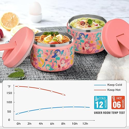 Miniatura 5 de Termo de sopa para niños de 12 onzas para comida caliente, recipiente aislado al vacío con tapa de hebilla, de acero inoxidable, boca ancha, a