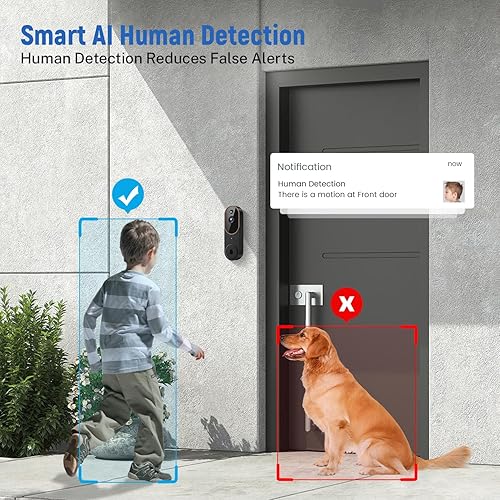 Miniatura 3 de Orbitell Cámara inalámbrica con timbre de video Wi-Fi con audio bidireccional, detección de movimiento AI, visión nocturna y almacenamiento en la