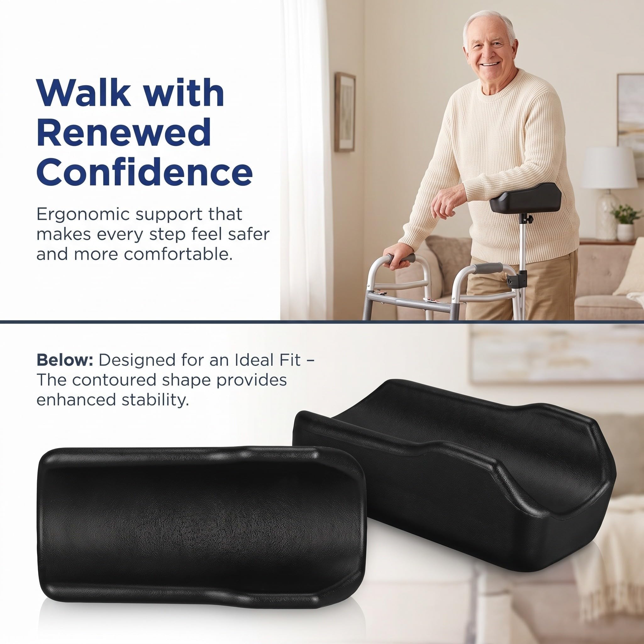 YARNOW Cuscinetti Bracciolo per Rollator e Deambulatore Verticale, Nero Pu