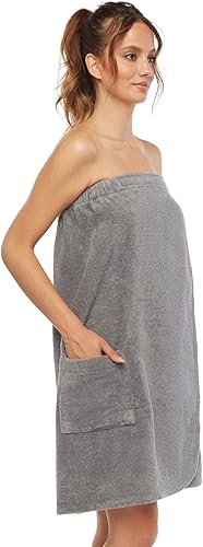 Miniatura 3 de Arus Bata de baño para mujer, certificado GOTS, orgánico, 100% algodón de rizo turco, bata de baño con cierre ajustable