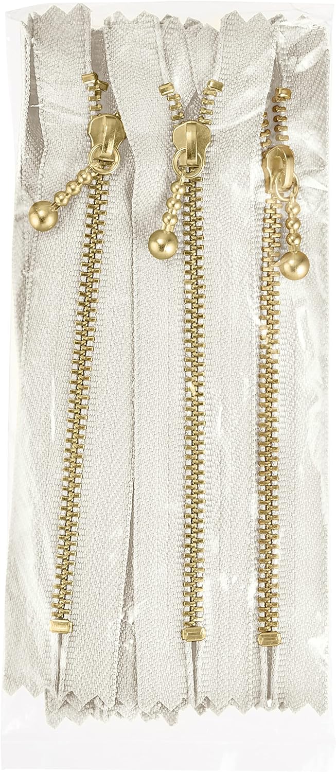 Y.K.K 3MGC-12 Gold Ball Zipper Closure, Pack of 10, Length 4.7 inches (12 cm)
