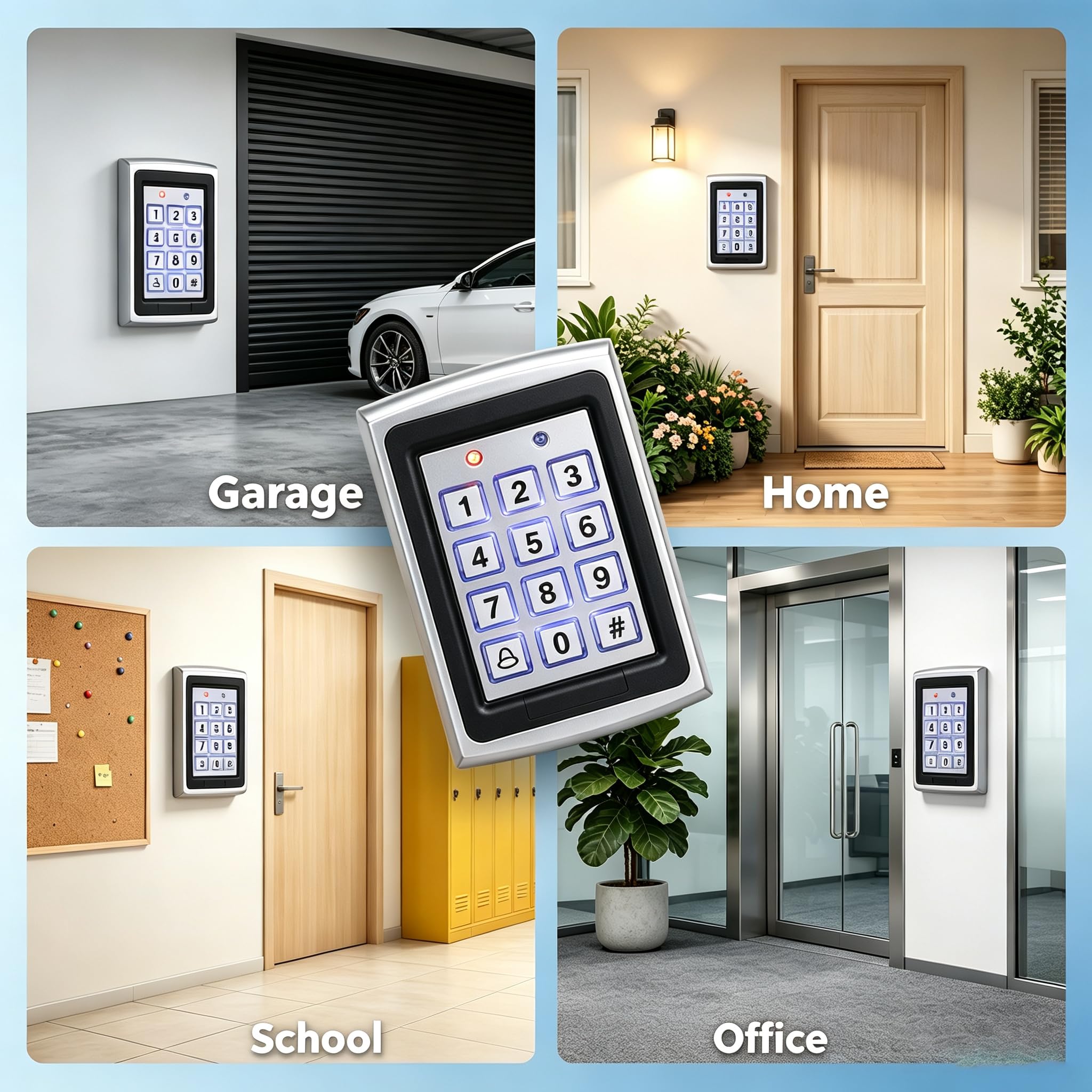 RFID-Tastatur-Zugangskontroll-Set mit 180 kg Magnetschloss | Zinklegierung Indoor Outdoor Exit Button 10 Schlüsselanhänger 12V 3A Netzteil RFID Türzugang Tastatur für Zuhause, Büro, Tor