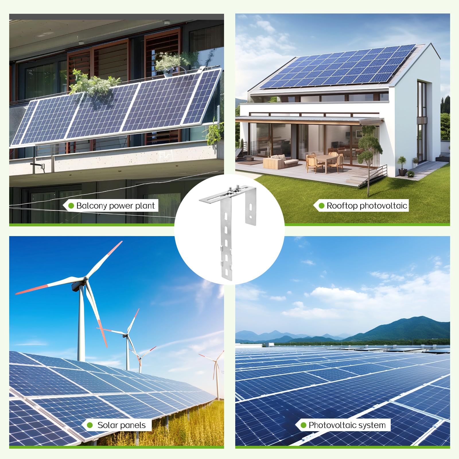 2x Crochets de fixation pour panneaux solaires, Support de balcon réglable 6–18 cm en acier inoxydable 304 Support avec vis pour balcon photovoltaïque, garde-corps carrés/ronds (sans perçage)