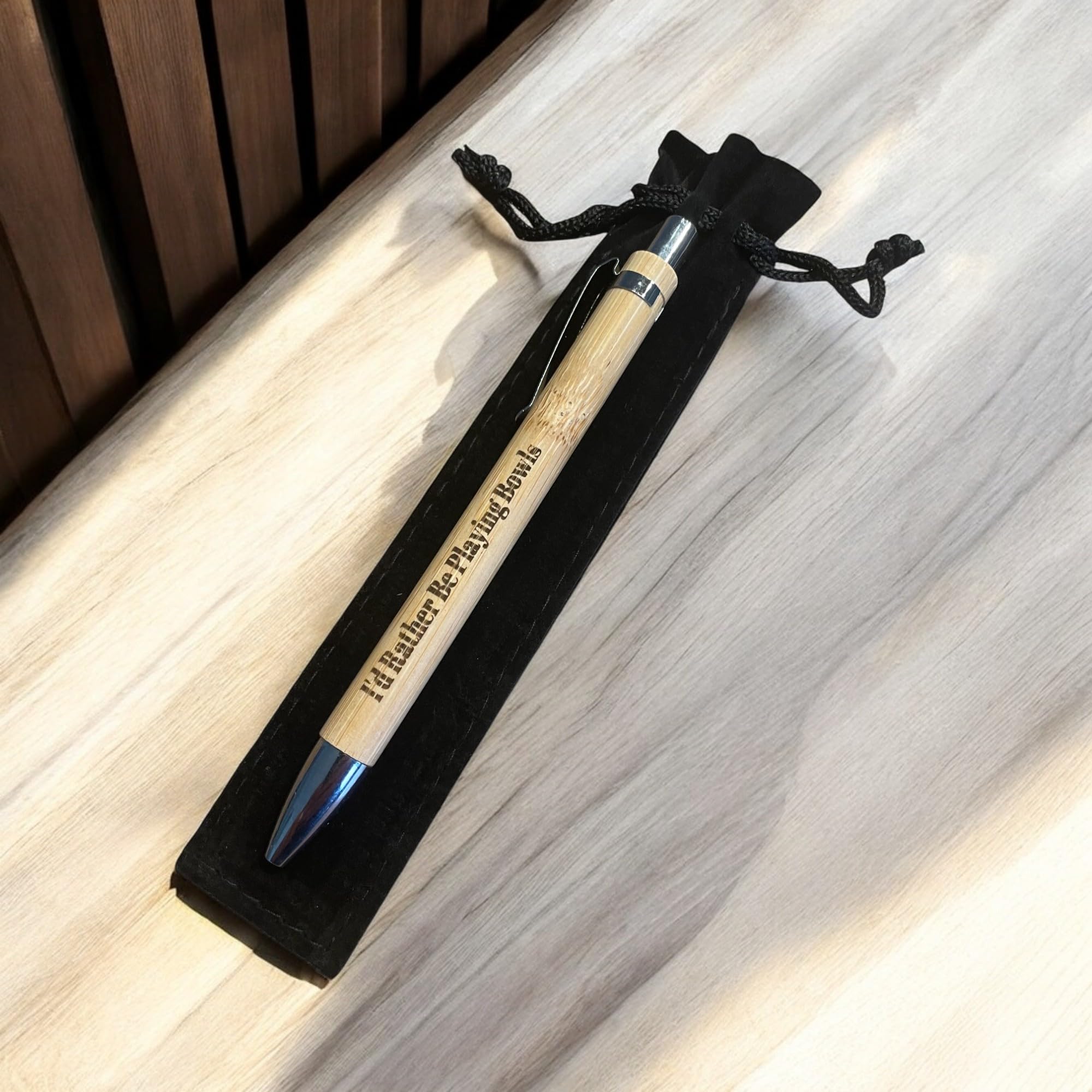 Ashton and Finch Bowls Pen - “I’d Rather Be Playing” Engraved Design, Brown - Image 2
