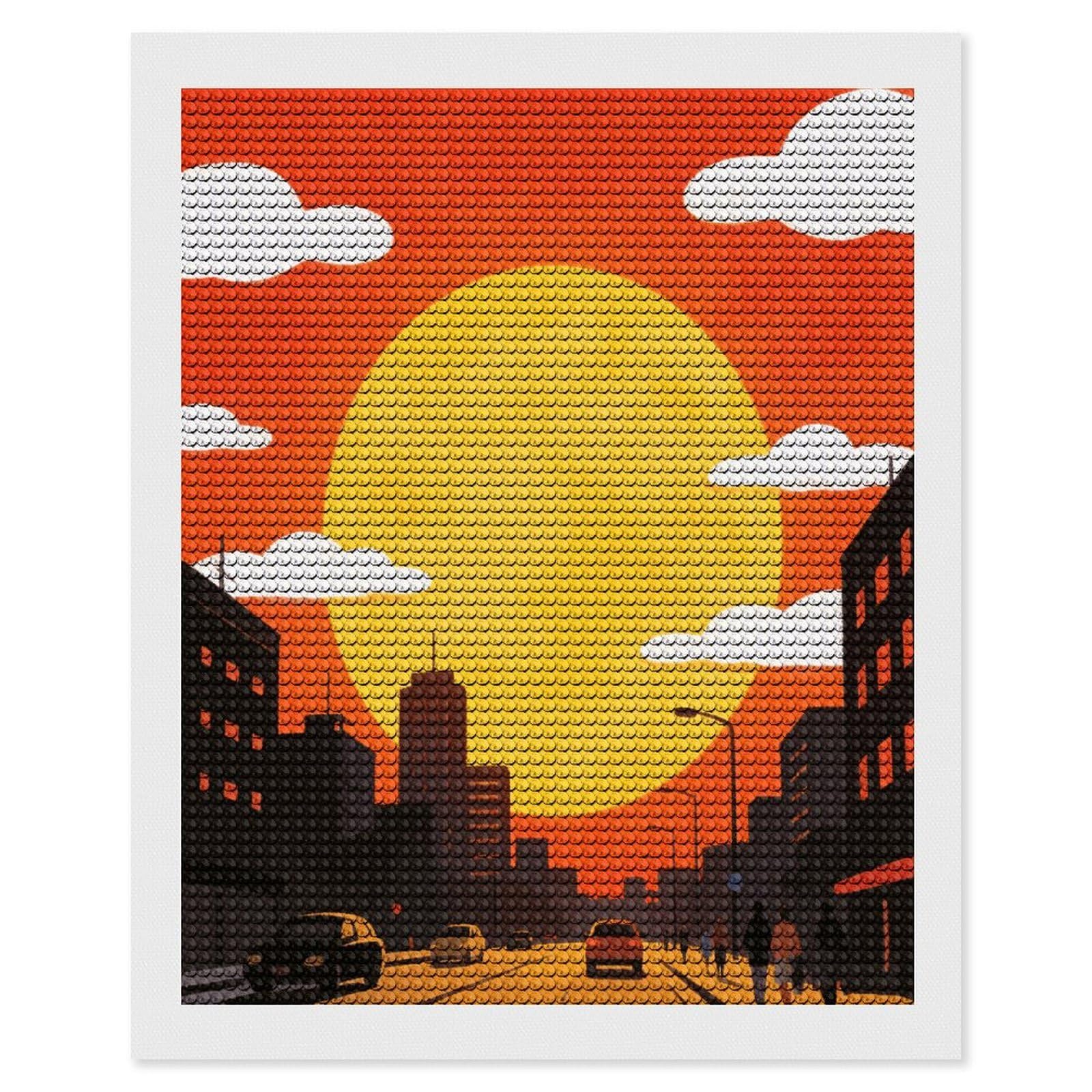 FekiLoot Sunset Paint by Numbers Kit for Adults Beginner DIY Diamond Dots Paintings Round Full Drill Diamond Art Kits Picture Diamond Art Painting Kits for Home Decor 16"x20"