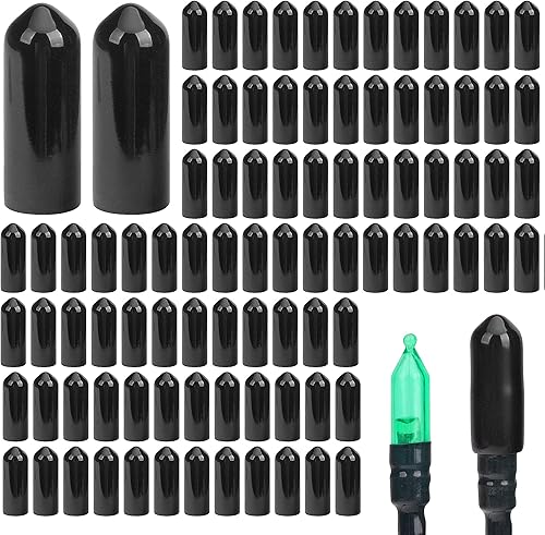 Codree 150 tapas sin brillo para luces de cadena Ocultar luces adicionales Cubiertas negras opacas de Navidad para cadena de luces LED de vidrio