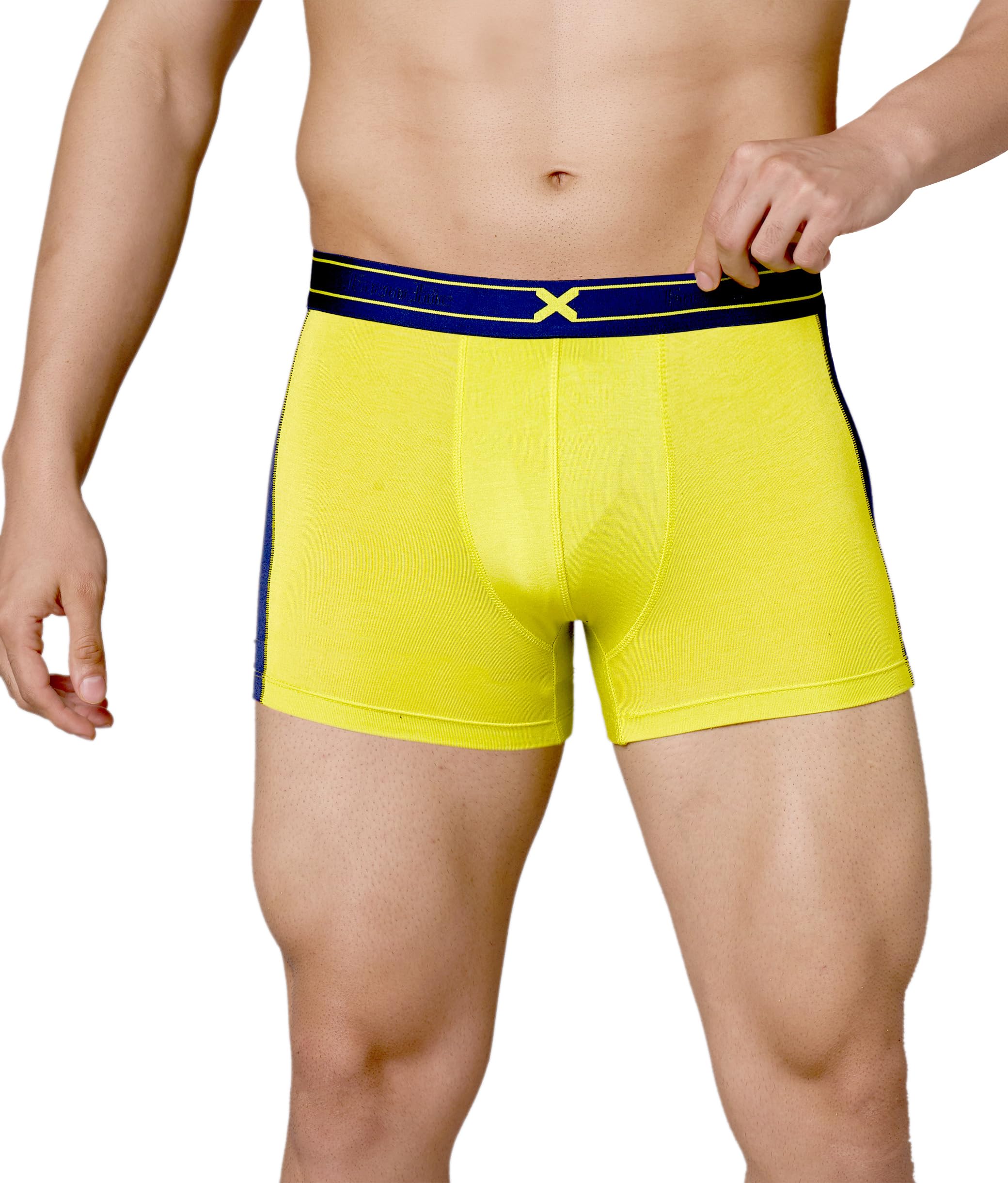 frenchie X-Groove 24/7 Active Fresh Tencel Micro Modal Elastane Trunks for Men with Ultra Soft Waistband & Sweat-Wicking Properties (Lime Punch Yellow/XL)-picture-40