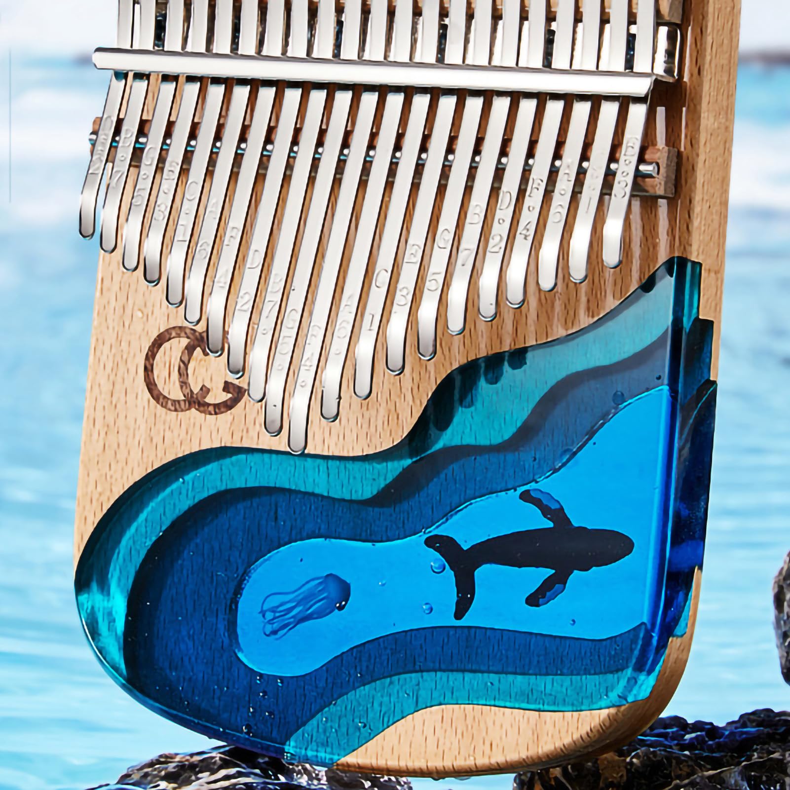 Mini-Daumenklavier aus Kunstharz – Tragbare Kalimba Mit Mehreren Tönen Für Kinder Und Erwachsene – Ein Perfektes Musikalisches Weihnachtsgeschenk(21-Ton-Harzmodell-Wal)