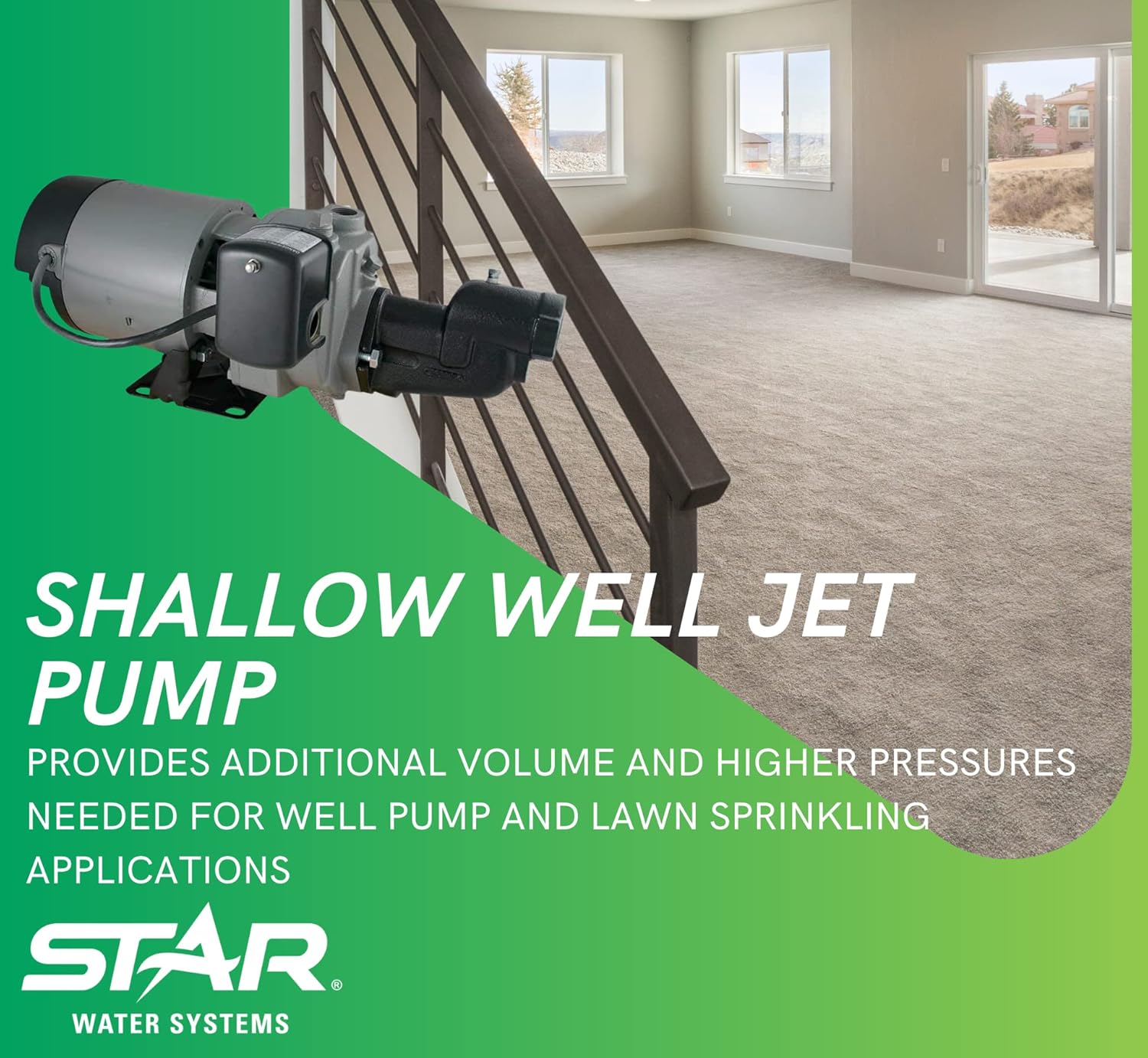 Star JHU15S High Pressure 1-1/2 HP Shallow Well Jet Pump, Cast Iron, Made in the USA using a Majority of US Content