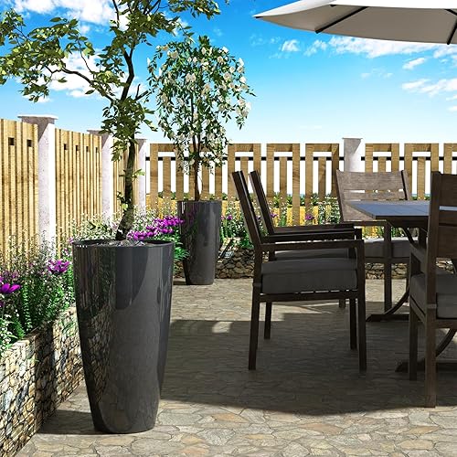 Miniatura 2 de QCQHDU Macetas de 21 pulgadas de alto para plantas de interior y exterior, paquete de 2 macetas resistentes para plantas, flores, árboles para