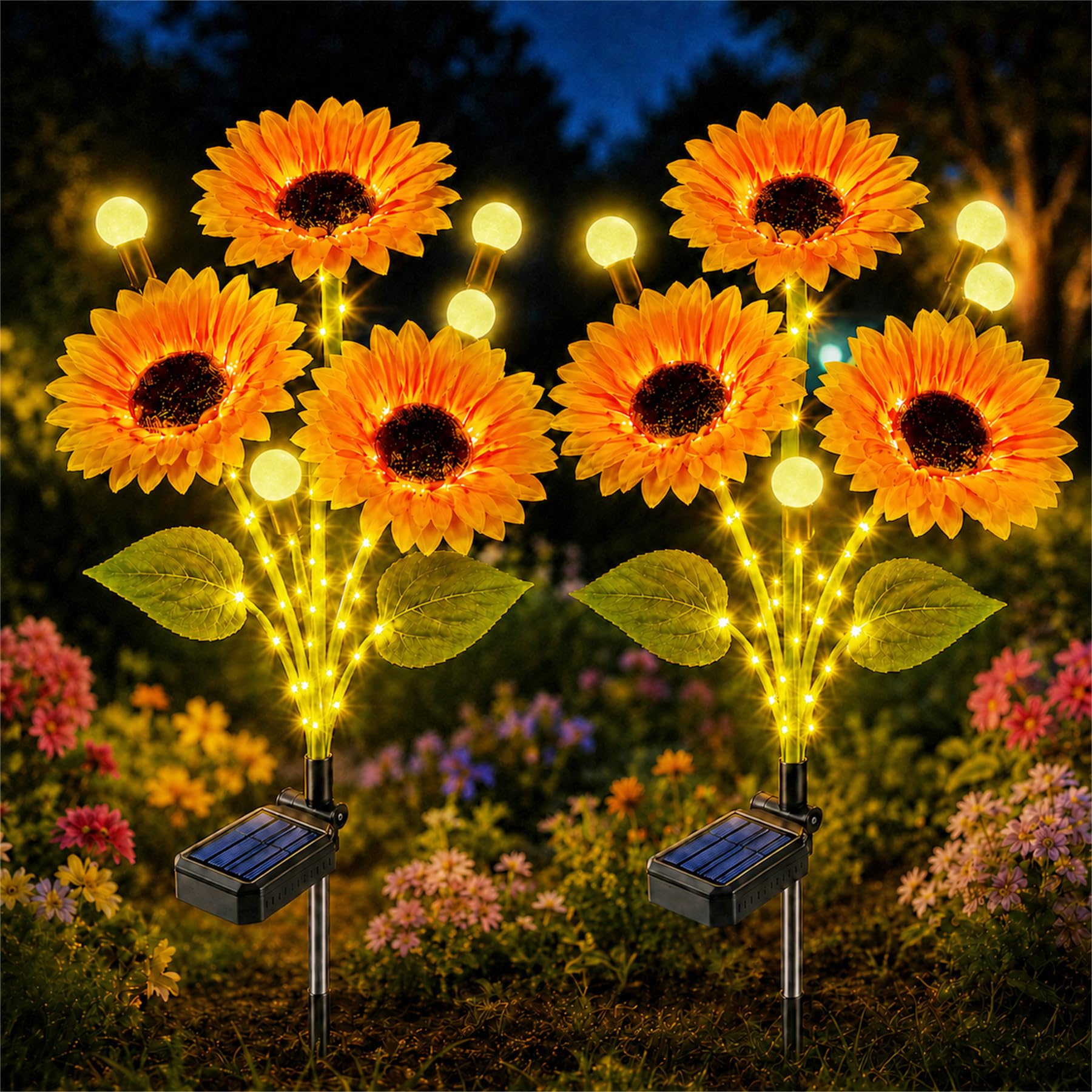Solar Lights for Outdoor Garden, Solar Sunflower Lights for Garden Decoration, IP65 Waterproof Swinging Solar Lights, Patio Decoration, Solar Flower Lights for Yard, Patio, Flower Bed, Lawn, Walkway