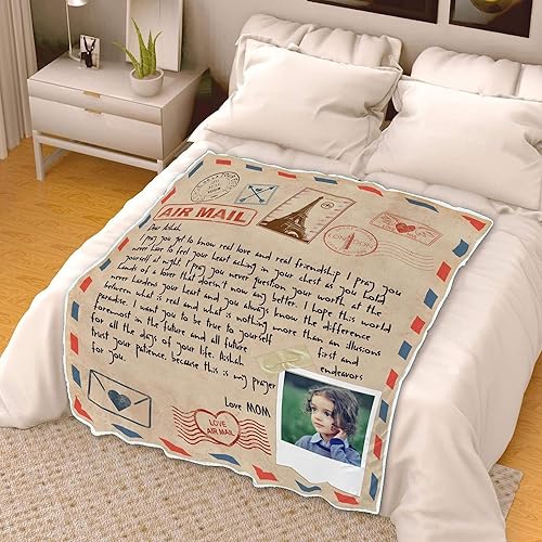 Miniatura 3 de Manta personalizada de forro polar, regalo de amor personalizado para mi hija, hijo de mamá, manta personalizada para esposo, esposa, carta escrita