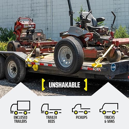 Miniatura 6 de DC - Correas de trinquete de amarre de carga con ganchos en J, (paquete de 4) correas de trinquete resistentes de 2 pulgadas x 27 pies, extremos de