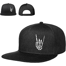 Snapback Hats for Mens Skull Hat Flat Bill Gorras Planas para Hombres Black Snap Backpack Brim Baseball Cap