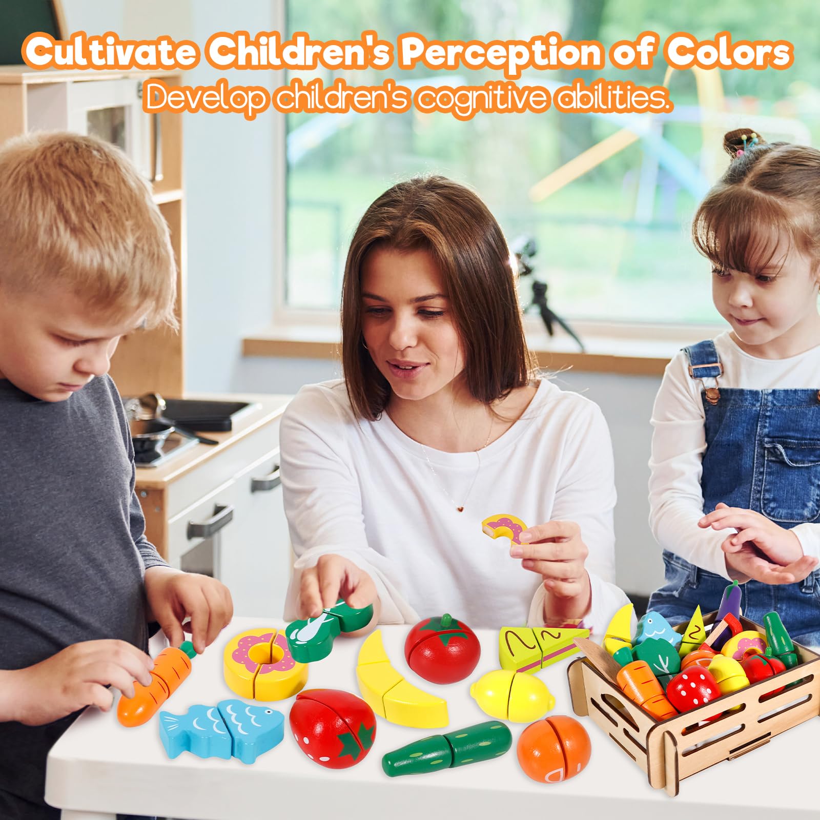 Jouets en bois - Non spécifié - 22pcs Fruits Légumes - Éducatif - Cuisine - Mixte - Jeux - Jouets