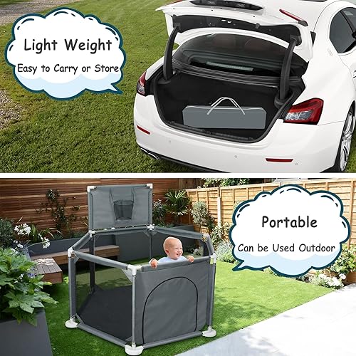 Miniatura 6 de Corralito para bebés, 50 x 50 pulgadas para bebés y niños pequeños, patio de juegos para bebés, centro de actividades de seguridad para interiores y