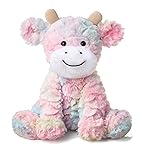 Hopearl Adorable Plush Cow Toy Colorful Floppy Dairy Cattle Soft Stuffed Animal Cute Birthday Gifts for Boys Girls Kids Toddlers, Rainbow, 9\'\'