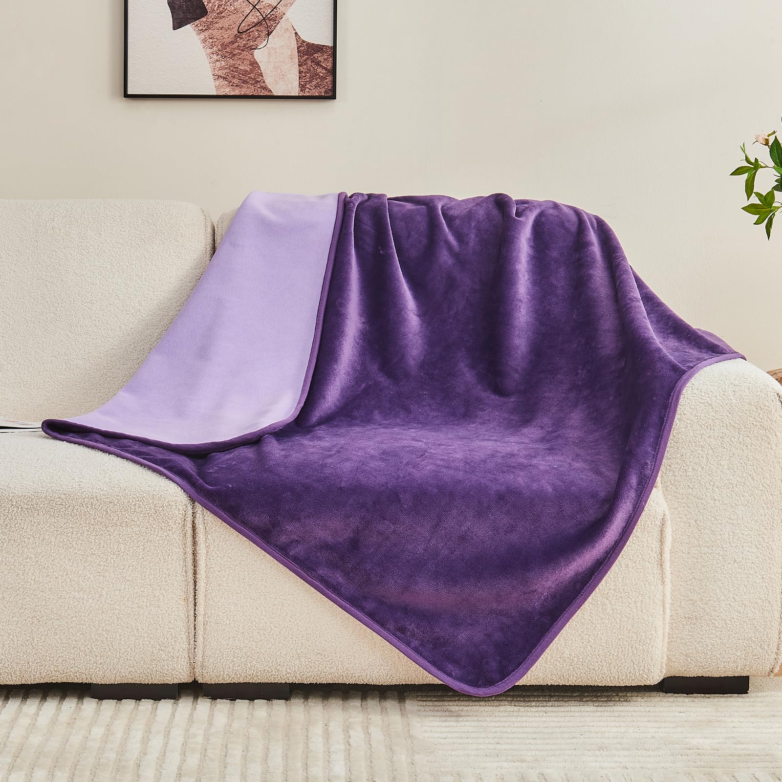 Yaning Waterproof Blanket 101x152cm for Adults Reversible Waterproof Bed Cover for Dogs Cats Pets Soft Leakproof Blanket for Bed Couch Sofa Furniture Protector Dark Purple/Light Purple