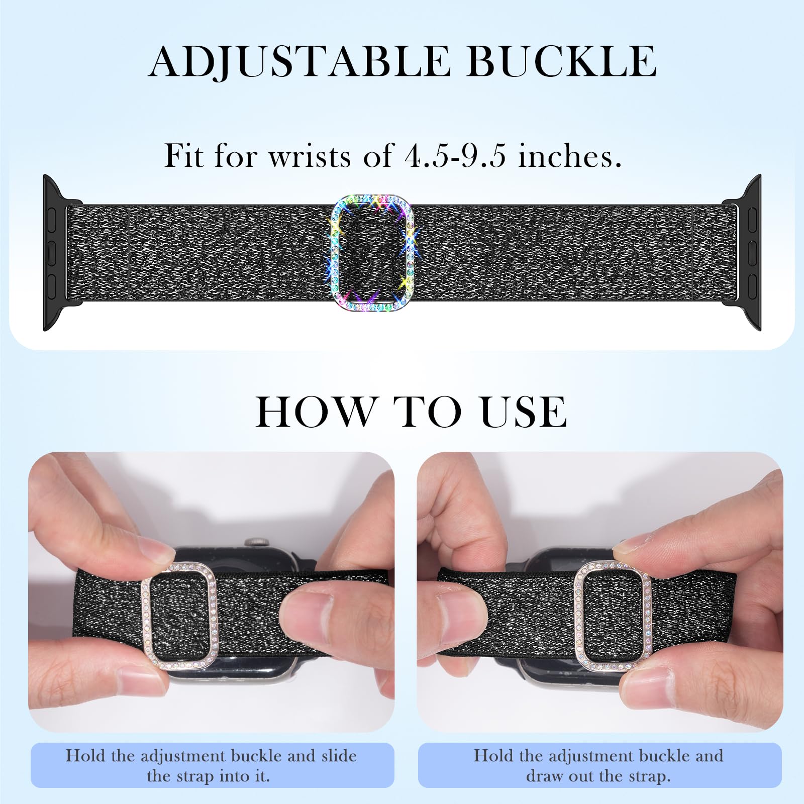 LETOID Rozciągliwy pasek do zegarka Apple Watch 38 mm, 40 mm, 41 mm, 42 mm, 44 mm, 45 mm, wąski, damski, nylonowy, elastyczny pasek na nadgarstek, do iWatch serii 8, 7, 6, SE, 5, 4, 3, 2, 1