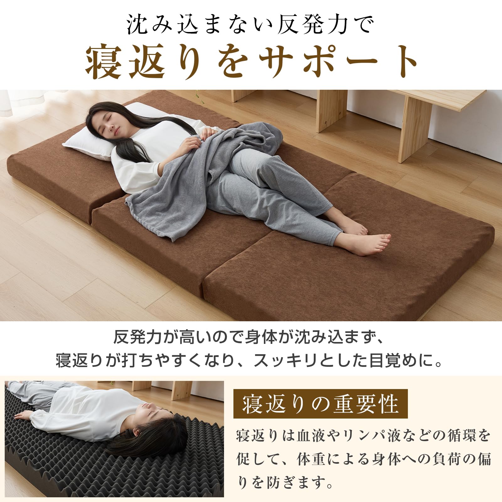 マットレス シングル 三つ折り 硬さ190N 密度24D 極厚10cm 折り畳み Amazon｜マットレス シングル 三つ折り 極厚10cm 硬さ190N 24D高密度