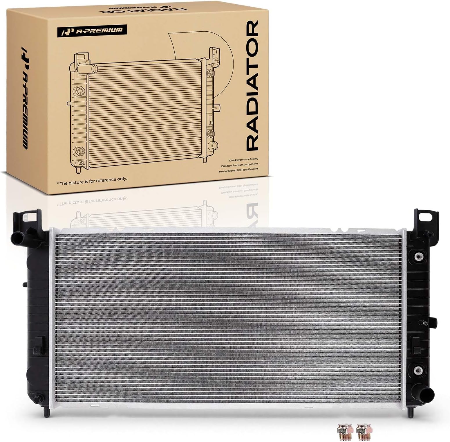 A-Premium 34" Engine Coolant Radiator Compatible with Chevy Silverado, Suburban, Tahoe & GMC Sierra, Yukon & Cadillac Escalade, Automatic Transmission, Without Engine Oil Cooler, w/ 2 Oil Cooler Holes