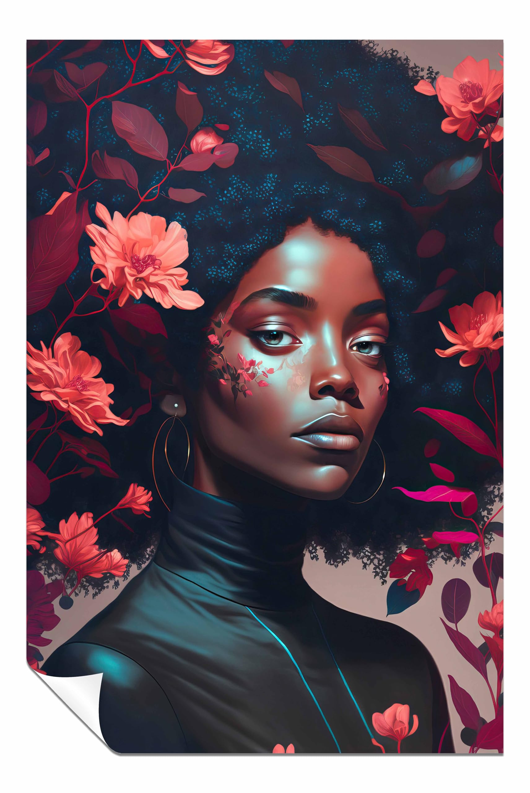 Panther Print Unframed Poster Goddess Of The Flowers Print, Pictures For Home Walls, Bedroom, Living Room & Bathroom Decor 91X61cm (36X24in)