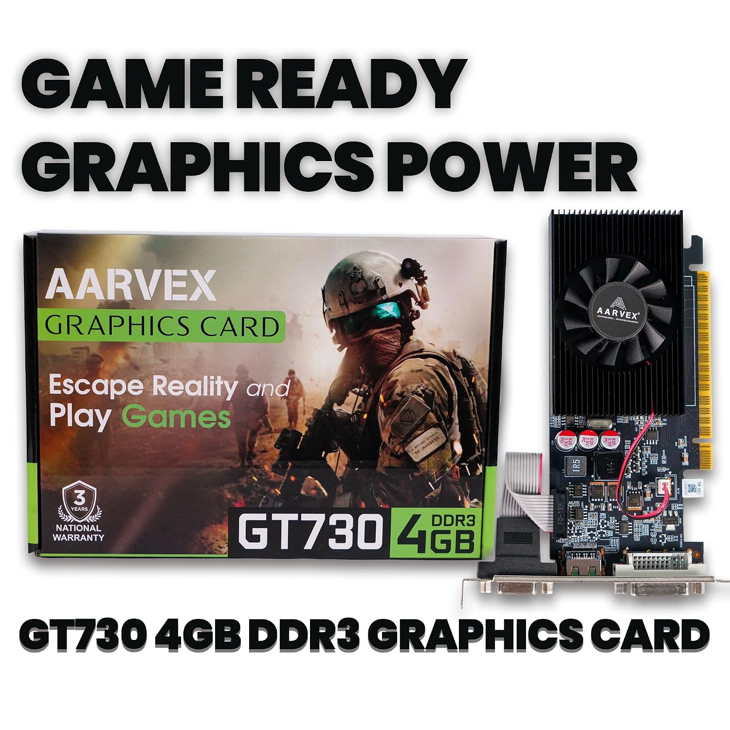 81yeO2CPbwL._SL1500_ GT730 4GB DDR3 128-Bit Graphics Card | PCIe 2.0 x8 GPU | HDMI, DVI & VGA | DirectX 12 | 4K Display Support | Desktop Graphics Card for Gaming, Video Editing & Multimedia