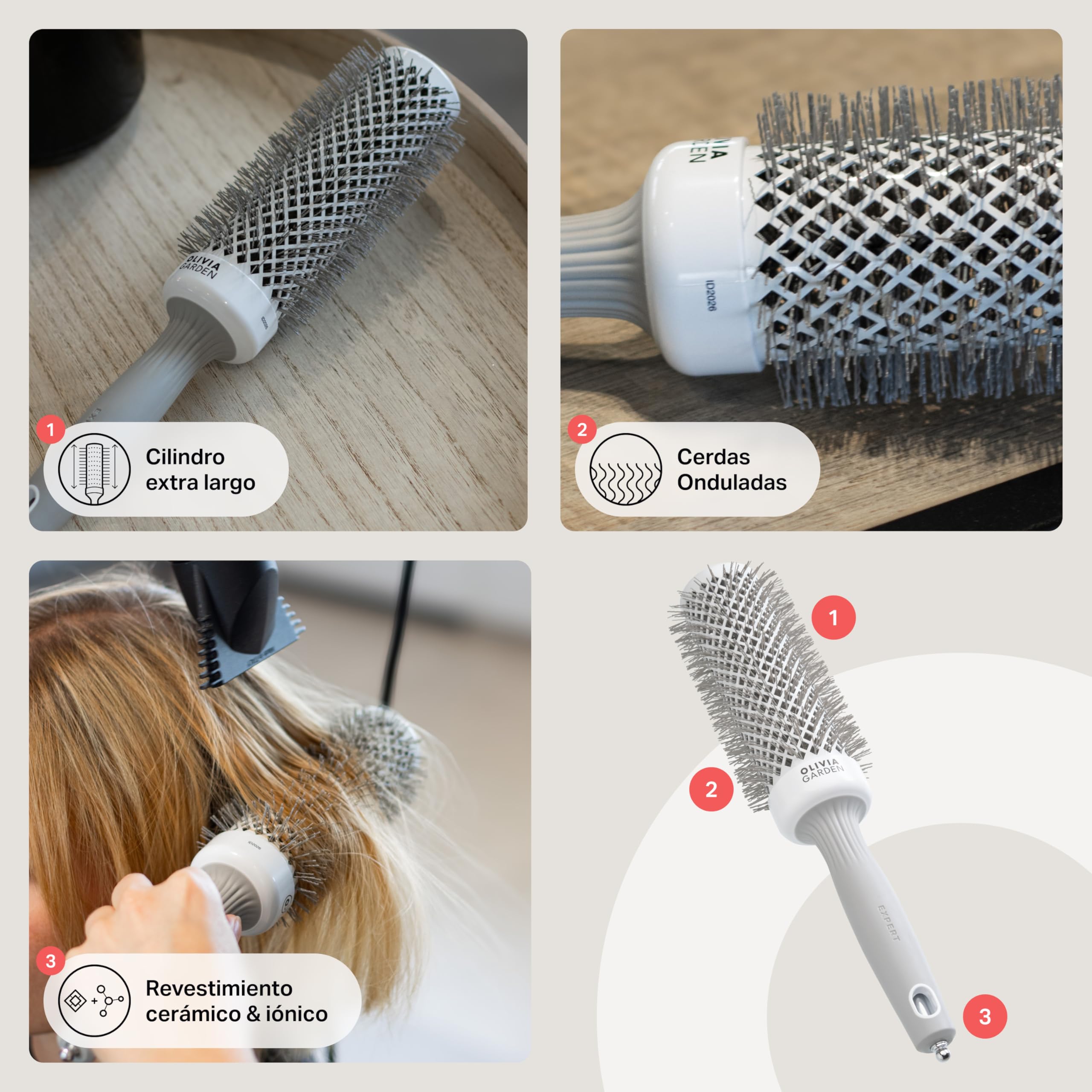 Olivia Garden Expert Blowout Speed – Cepillo redondo de cerámica con cuerpo extra largo para secados un 25% más rápidos
