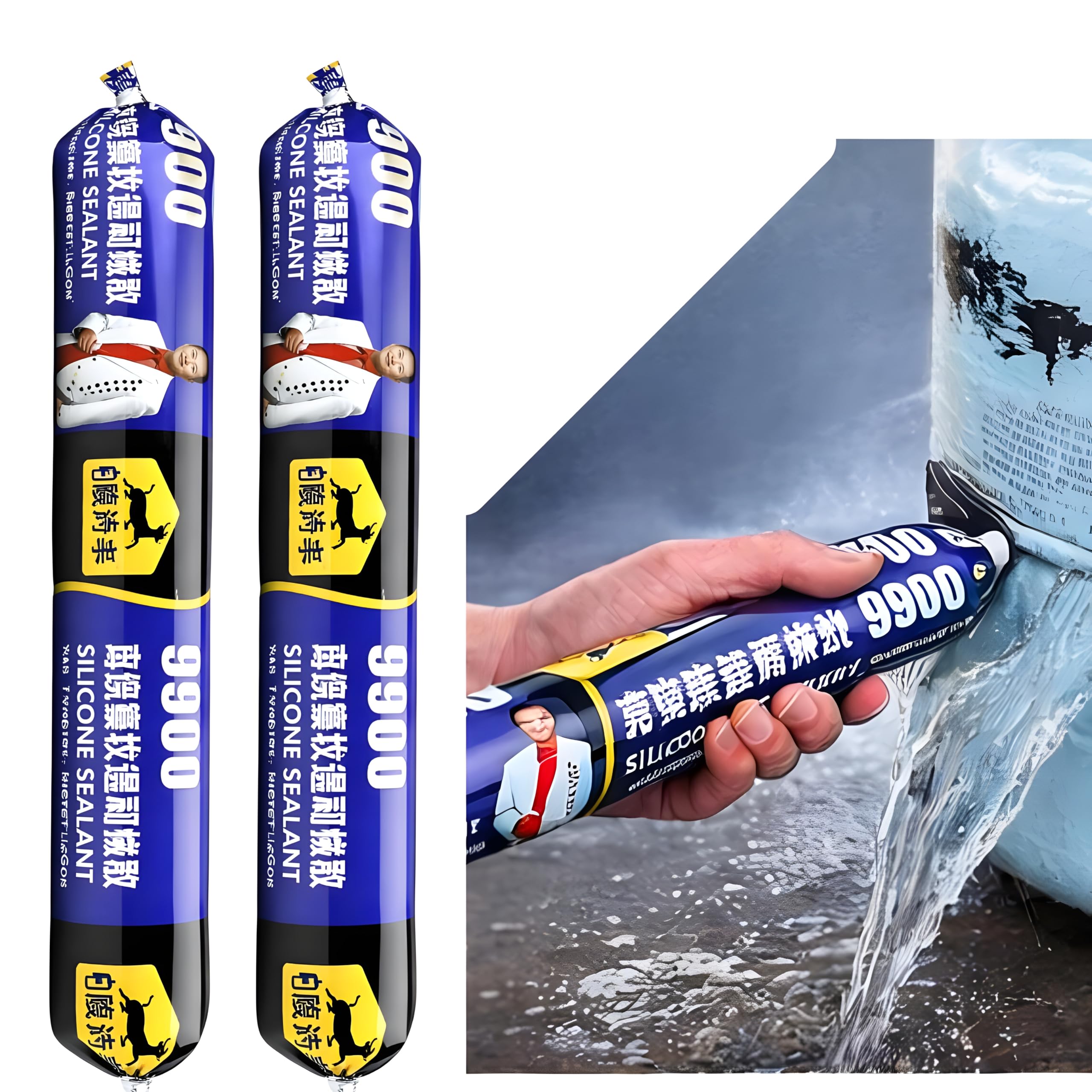 9900 Silicone Waterproof Sealant - Versatile Clear Caulk for Roof & Wall Repairs, Heat & Tear Resistant, Perfect for Indoor & Outdoor Applications (PACK OF 2 1500GM)