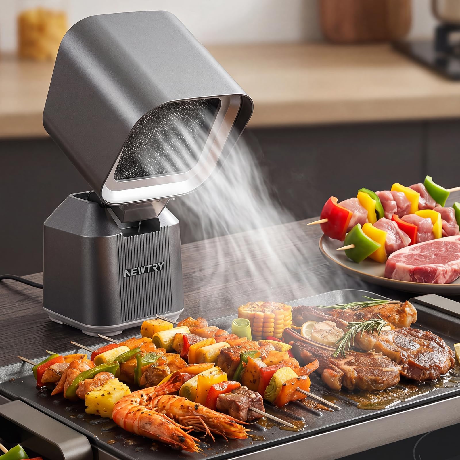 NEWTRY Cappa da tavolo Cappa da cucina portatile con 2 filtri lavabili Forte potenza di aspirazione per la casa, la cucina, il barbecue e la pentola