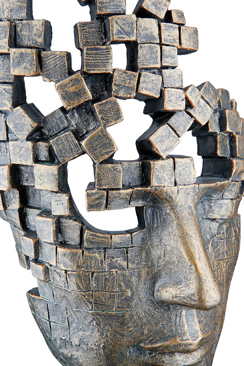 Casablanca Skulptur Male Mask, Deko Figur Bronze, Kunstharz Statue Wohnzimmer, Büro Dekoration H. 30 cm x B. 16 cm - Moderne Skulpturen, Bürodekoration