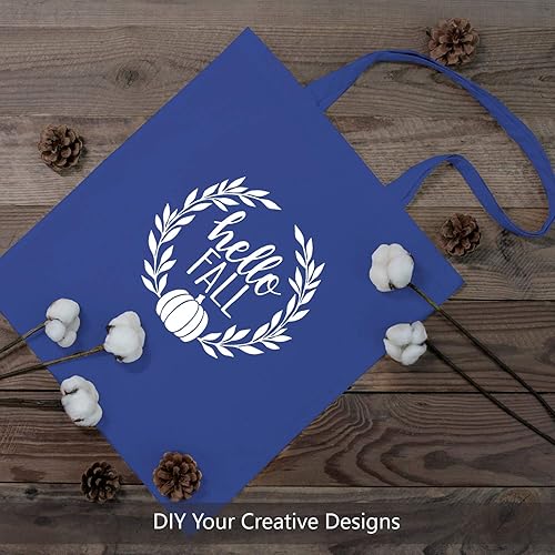 Miniatura 3 de TOPDesign Paquete de 5 bolsas de algodón azul de 16 x 15 pulgadas, ligeras, medianas y reutilizables, adecuadas para bricolaje, publicidad,