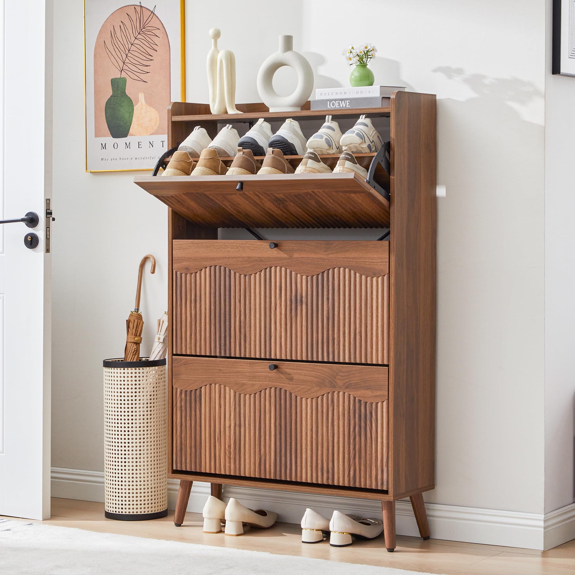 ravenxarmy★送料込み★ロープ付き木箱×3個 Amazon.com: BERRYMERRY Shoe Storage Cabinet for Entryway with 3