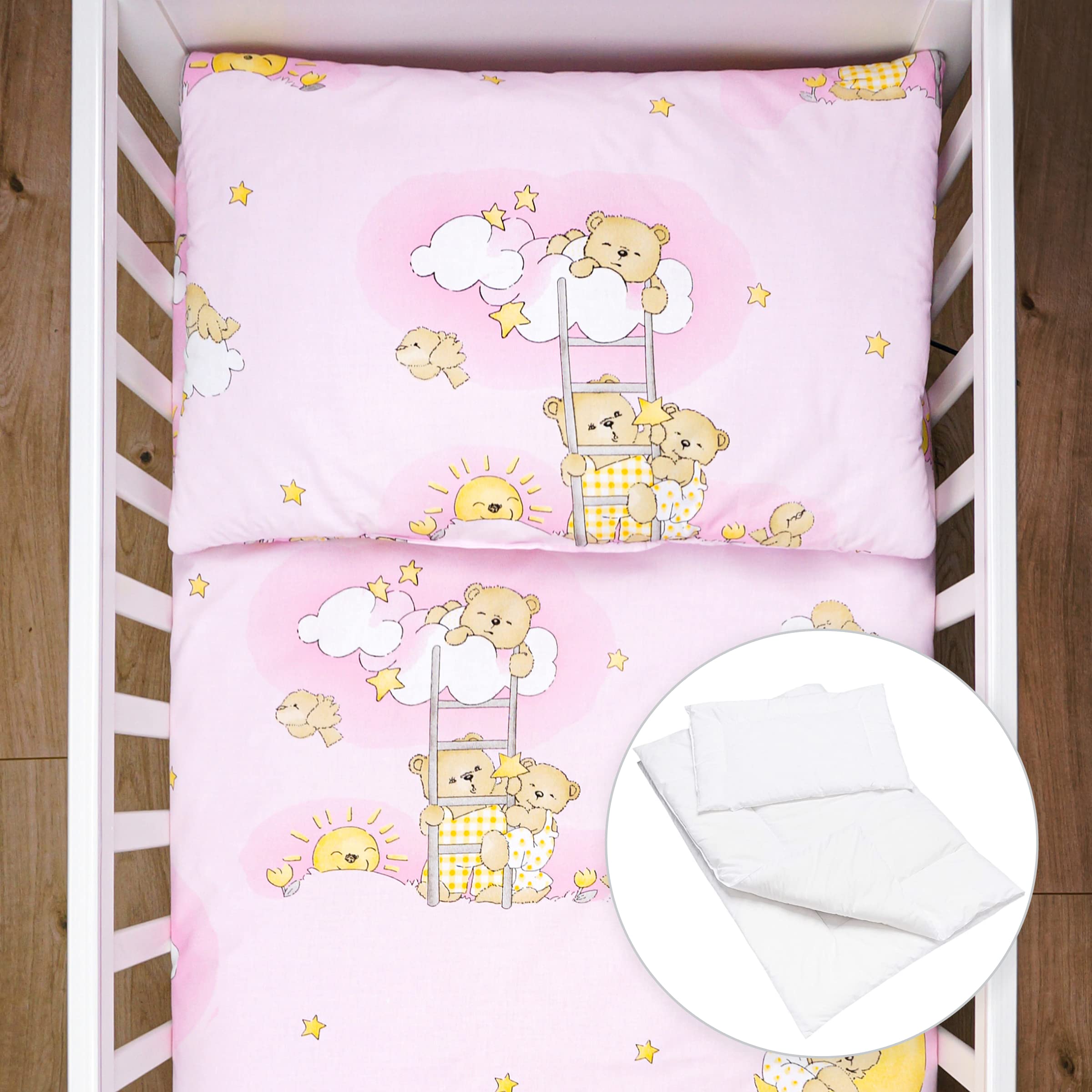 Baby Comfort 4 Piece Toddler Kids Cot Bed Set 120x90 cm Duvet Pillow Duvet Cover Pillowcase 12M+ (Foxes and rabbits) — view 66