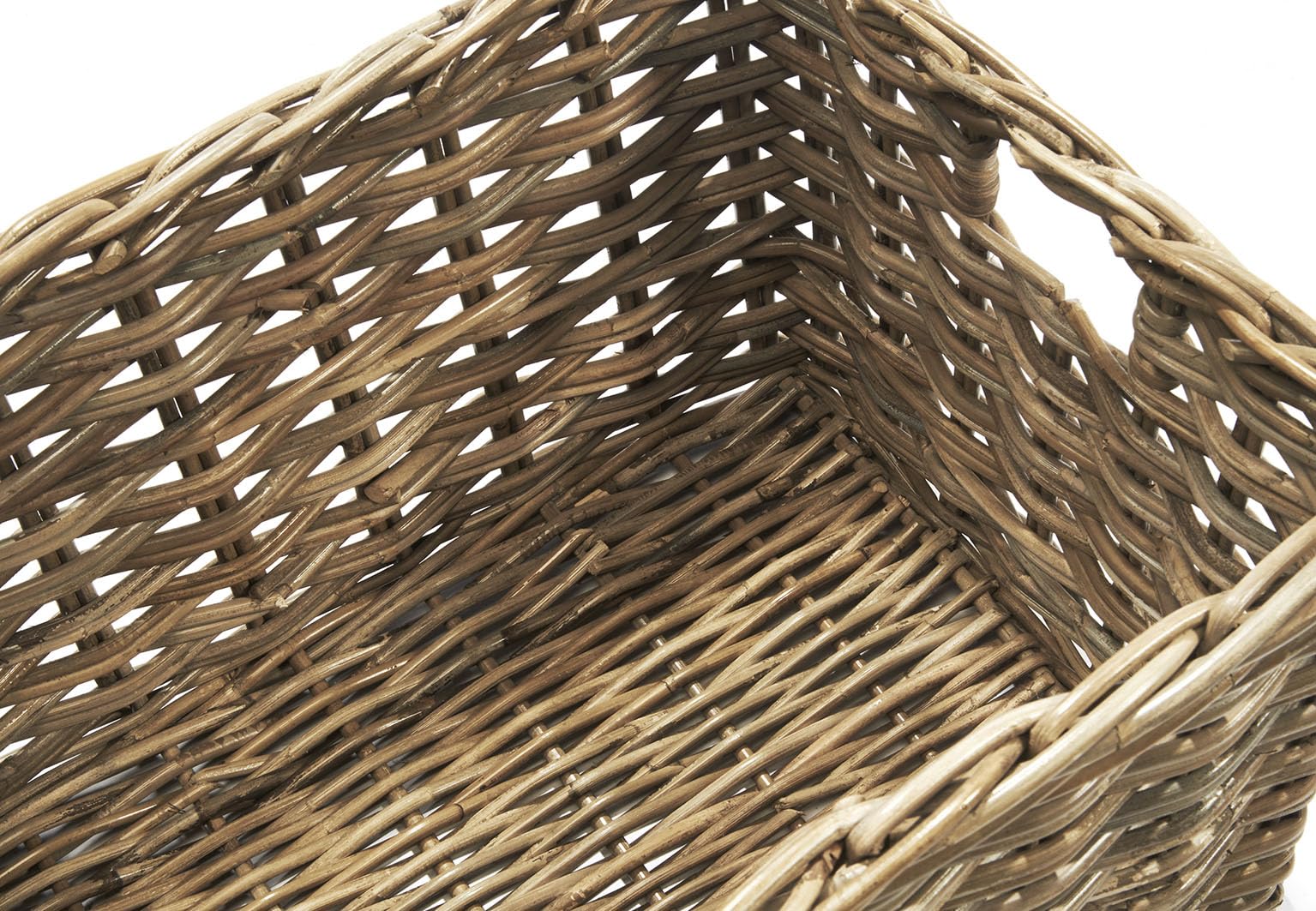 Kobolo Rattankorb eckig Gr. L Aufbewahrungskorb 51x37x30 cm Kubu Grey
