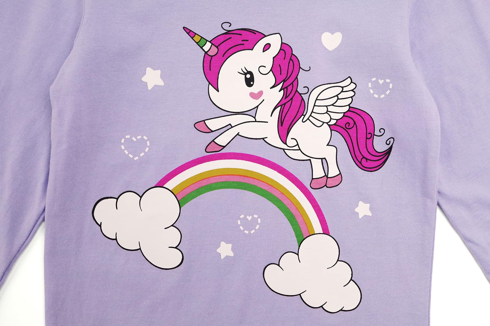 Pigiama natalizio per bambine con unicorno, in cotone, a maniche lunghe, per bambini da 3 a 8 anni, 4 pezzi