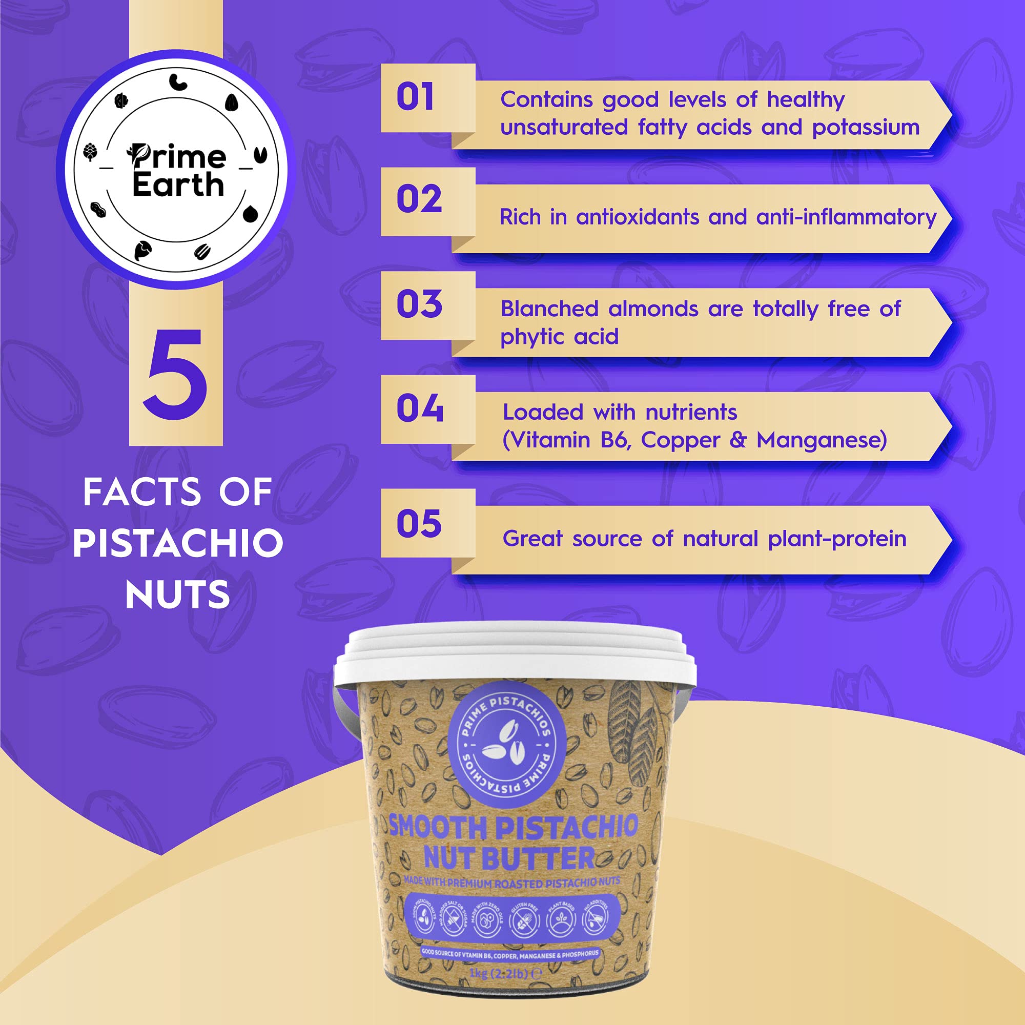 Buy Prime Earth Smooth Pistachio Nut Butter 1kg Tub Free from