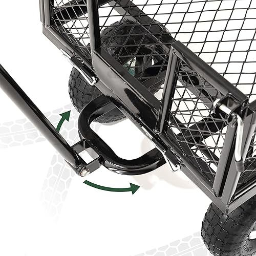 Miniatura 5 de Glitzhome Carrito de jardín de acero de malla resistente con lados extraíbles, 42.5 pulgadas de largo, negro
