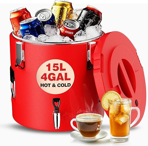 WantJoin Dispensador de bebidas aislado de 4 galones, recipiente de café para bebidas calientes y frías con interior de acero inoxidable 304, para